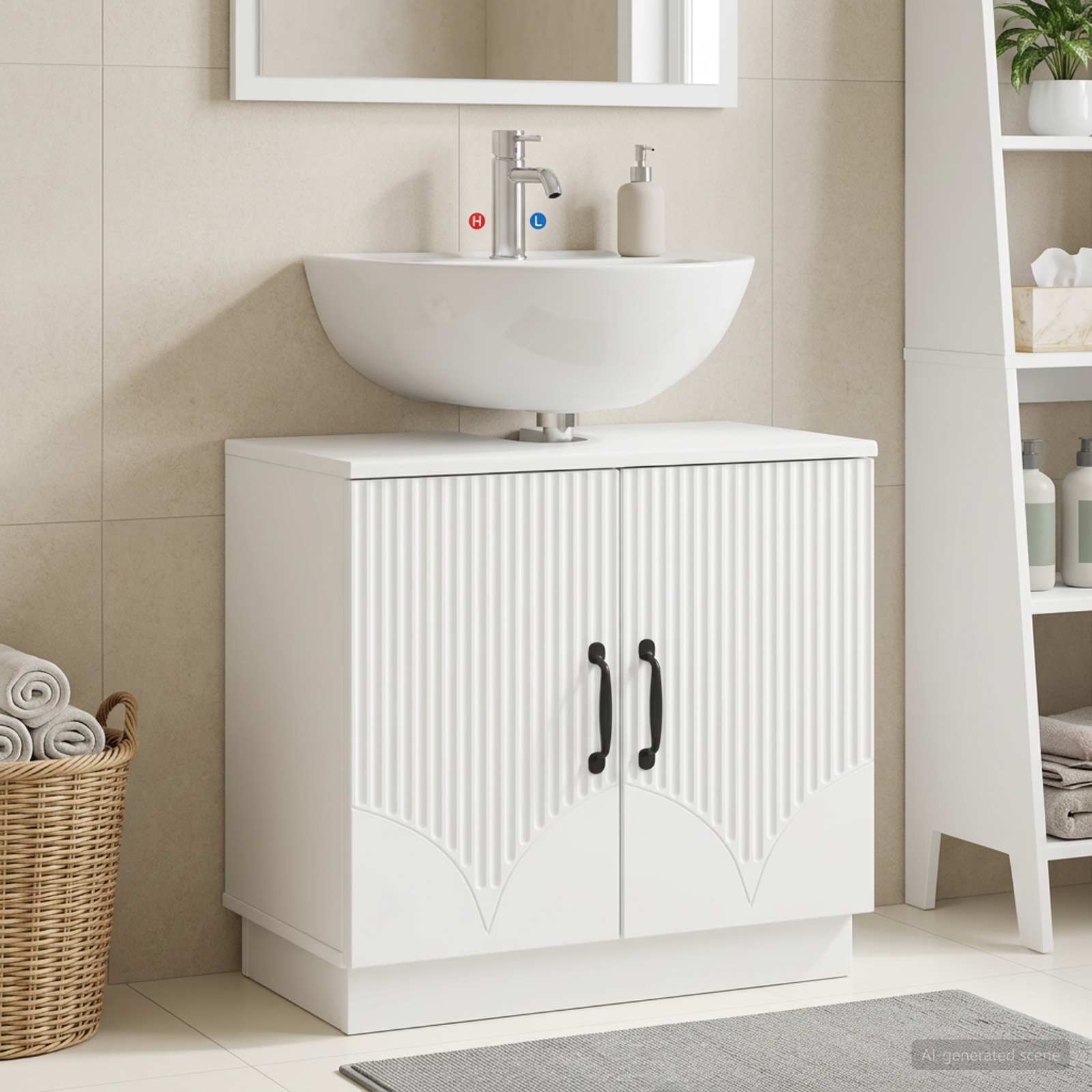 vidaXL Bathroom Sink Cabinet HOORN White 59.5 x 31.5x 56 cm 1