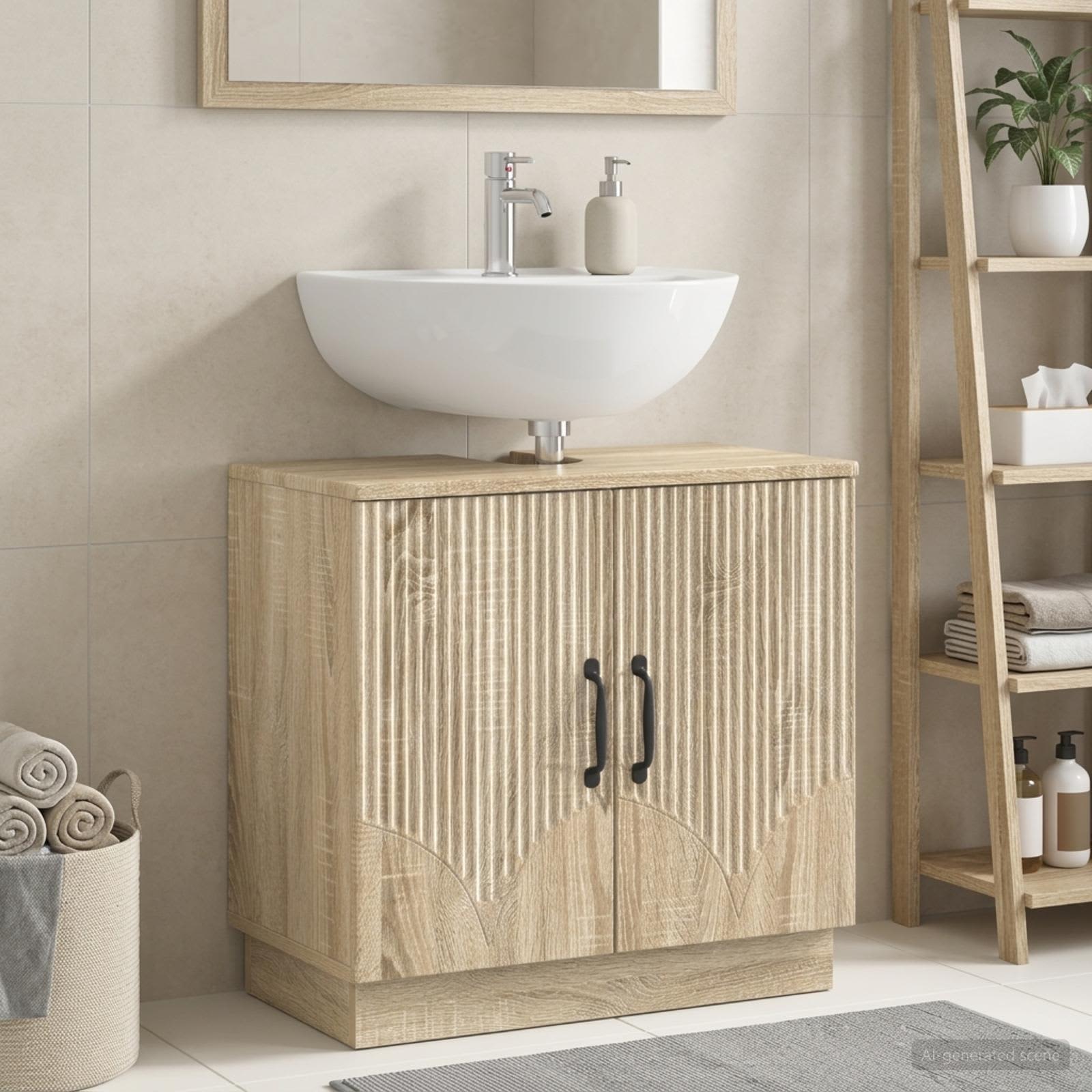 vidaXL Bathroom Sink Cabinet HOORN Sonoma Oak 59.5 x 31.5x 56 cm 1