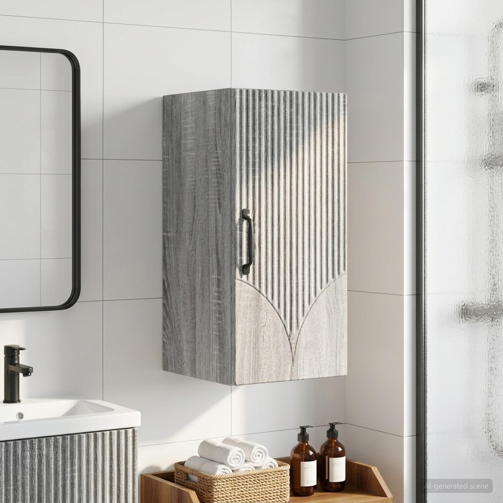 vidaXL Bathroom Wall Cabinet HOORN Grey Sonoma 30 x 31 x 59 cm 1