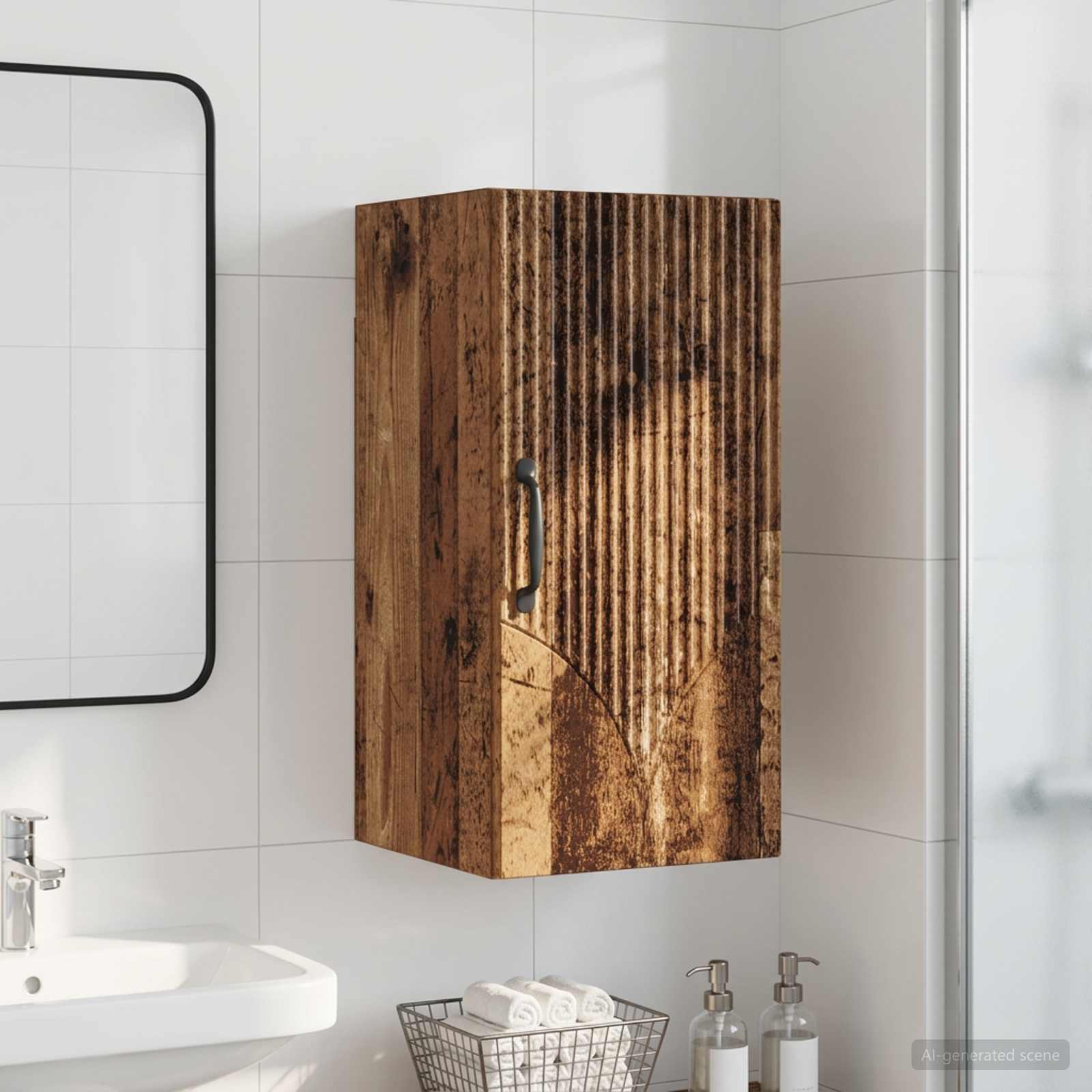 vidaXL Bathroom Wall Cabinet HOORN Old Wood 30 x 31 x 59 cm 1