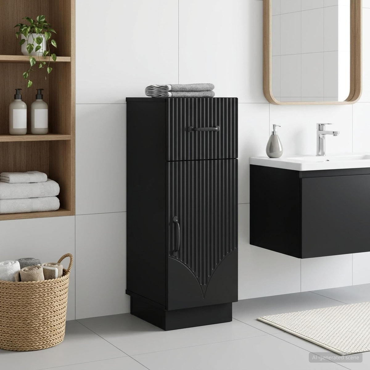 Bathroom Storage Cainet HOORN 30 x 31 x 77 cm Black