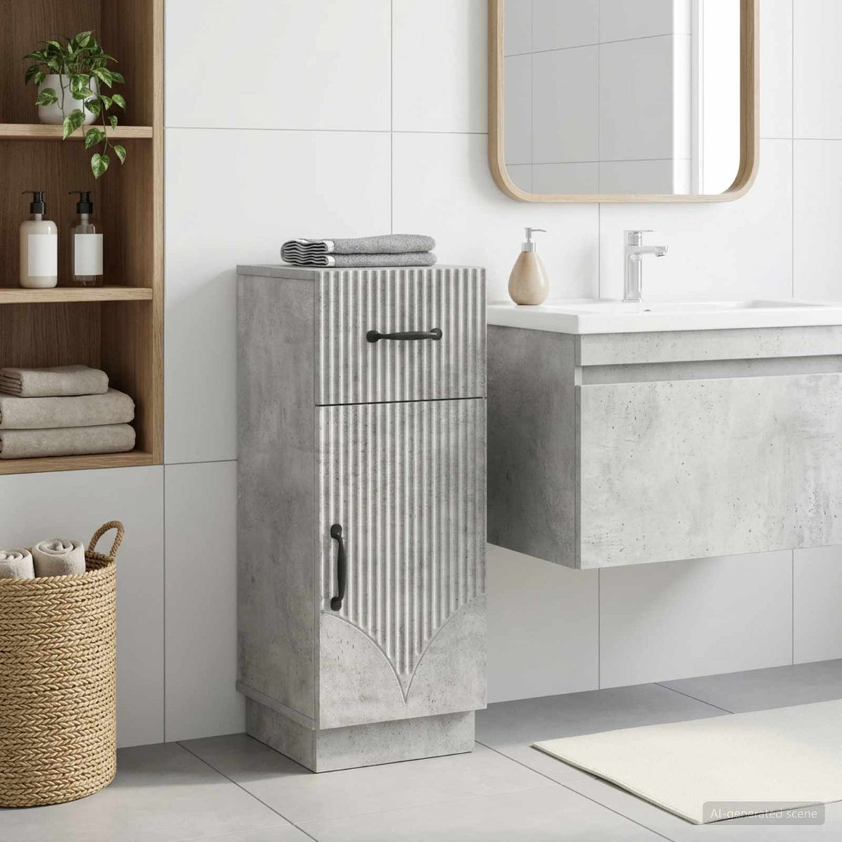 Bathroom Storage Cainet HOORN 30 x 31 x 77 cm Concrete grey