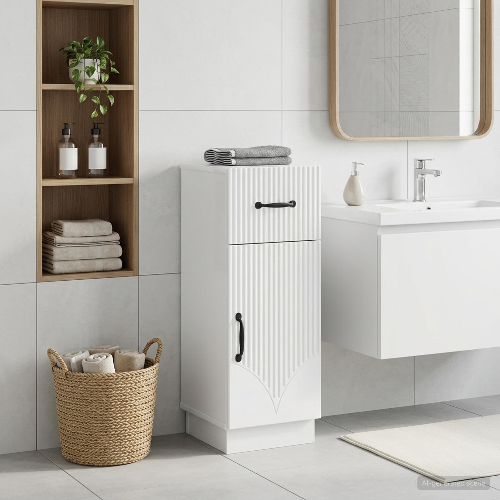 vidaXL Bathroom Storage Cainet HOORN High Gloss White 30 x 31 x 77 cm 1