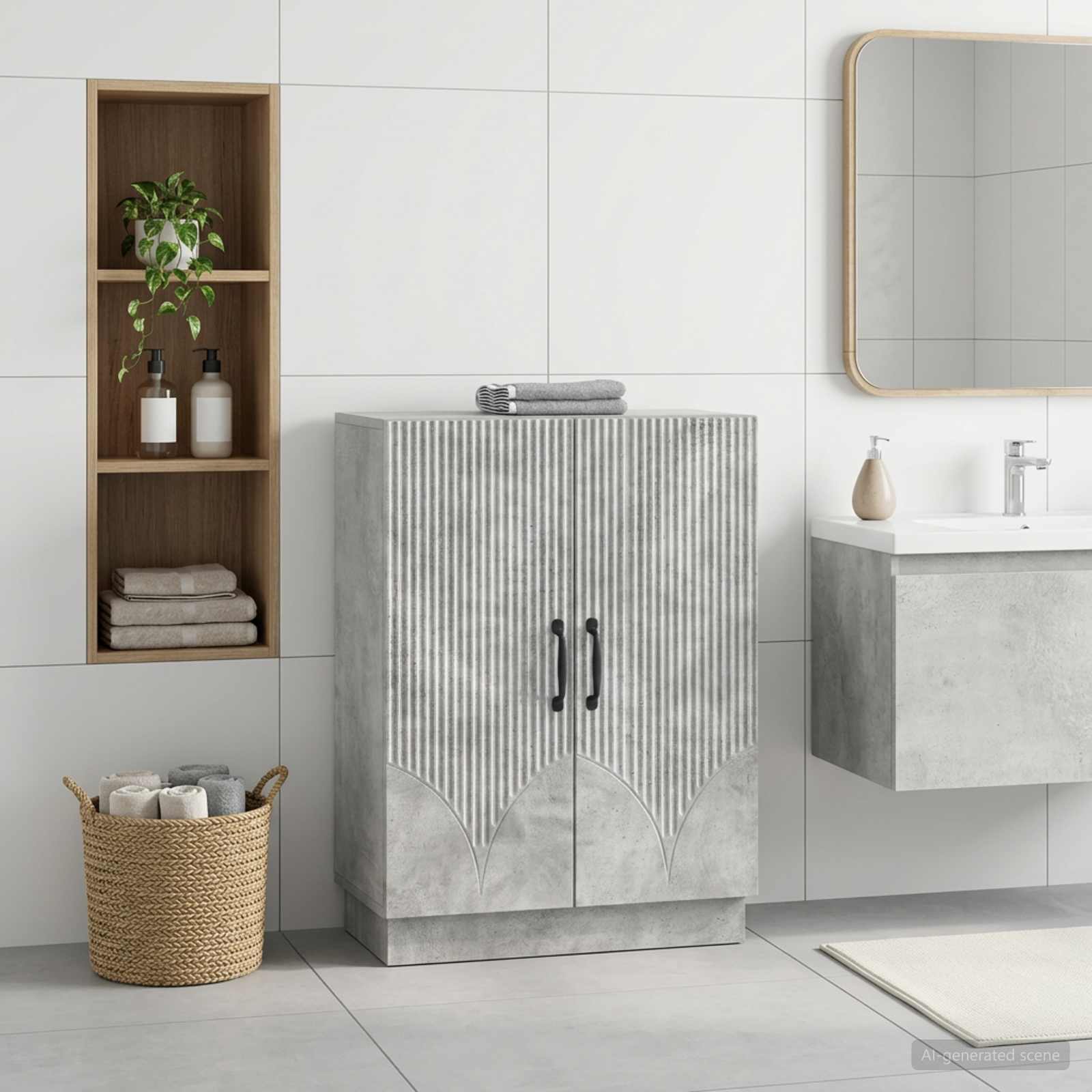 vidaXL Bathroom Storage Cainet HOORN Concrete Grey 59.5 x 31 x 77 cm 1