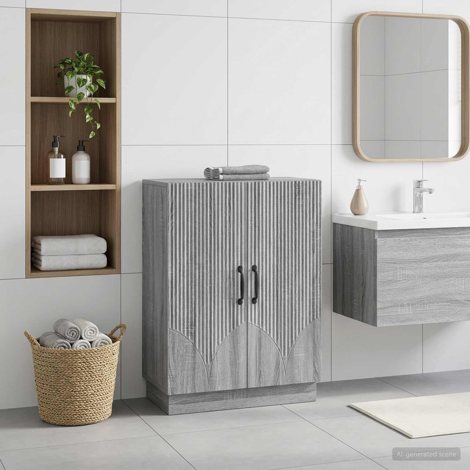 vidaXL Bathroom Storage Cainet HOORN Grey Sonoma 59.5 x 31 x 77 cm 1