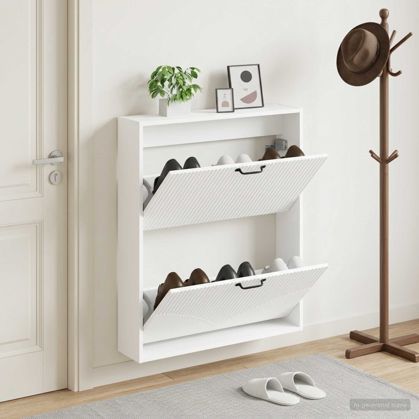 vidaXL Wall-Mounted Shoe Cabinet HOORN 71 x 17 x 86 cm Engineered Wood 1