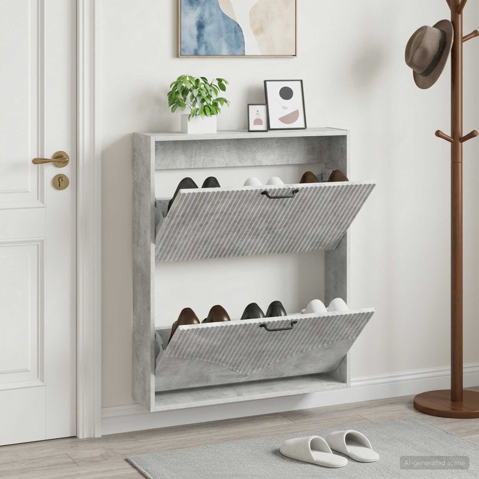 vidaXL Wall-Mounted Shoe Cabinet HOORN 71 x 17 x 86 cm Engineered Wood 1