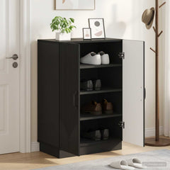 vidaXL Shoe Cabinet HOORN 59.5 x 39.5 x 87 cm Engineered Wood Black 1