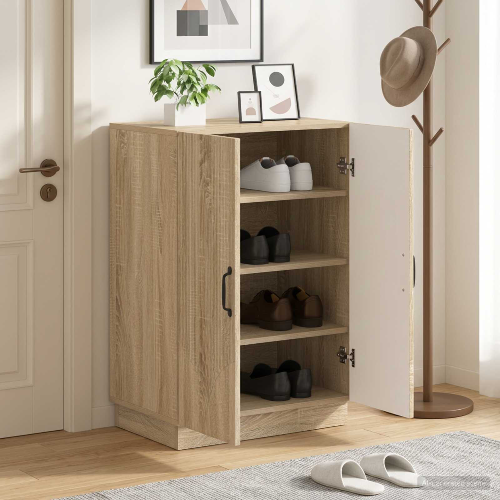 vidaXL Shoe Cabinet HOORN 59.5 x 39.5 x 87 cm Engineered Wood 1