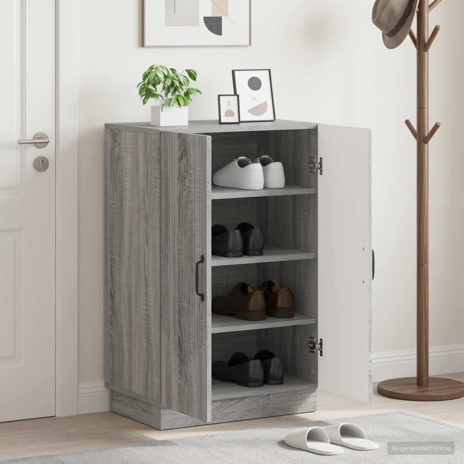 vidaXL Shoe Cabinet HOORN 59.5 x 39.5 x 87 cm Engineered Wood 1