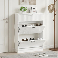 vidaXL Shoe Cabinet HOORN 78 x 24 x 100 cm Engineered Wood White 1