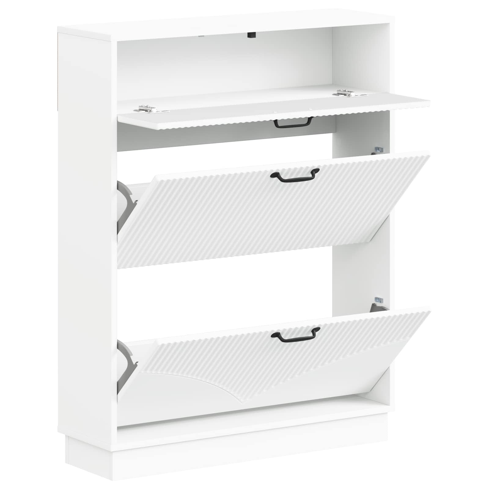vidaXL Shoe Cabinet HOORN 78 x 24 x 100 cm Engineered Wood White 3