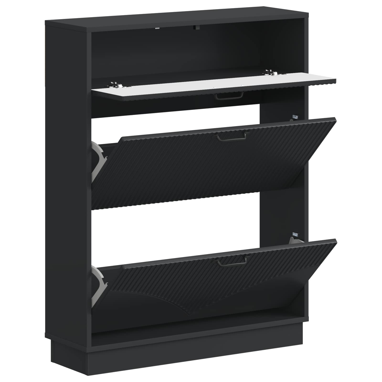vidaXL Shoe Cabinet HOORN 78 x 24 x 100 cm Engineered Wood Black 3