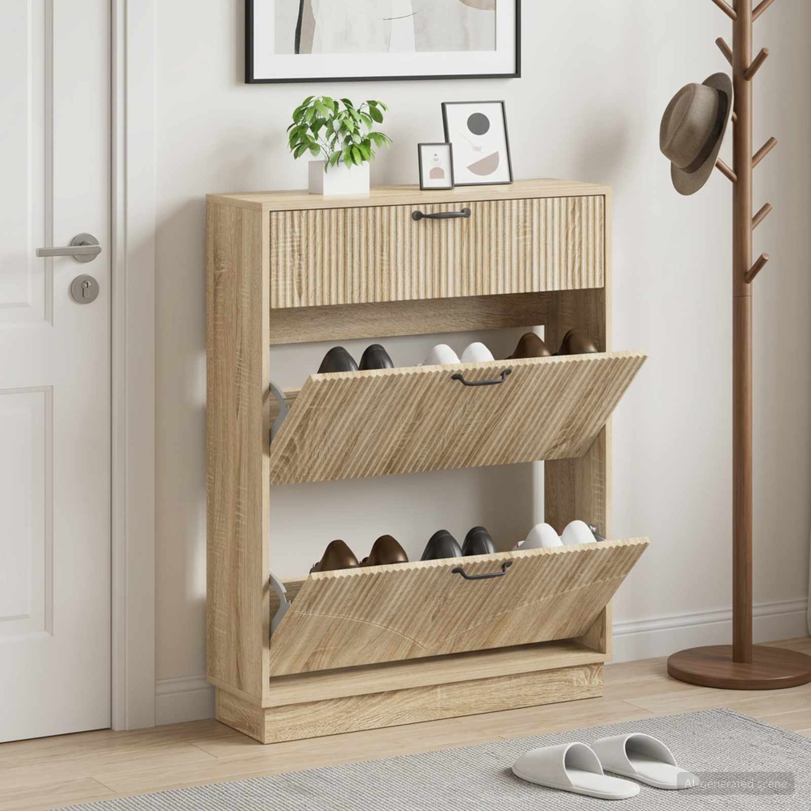 vidaXL Shoe Cabinet HOORN 78 x 24 x 100 cm Engineered Wood Sonoma Oak 1