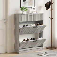 vidaXL Shoe Cabinet HOORN 78 x 24 x 100 cm Engineered Wood Grey Sonoma 1