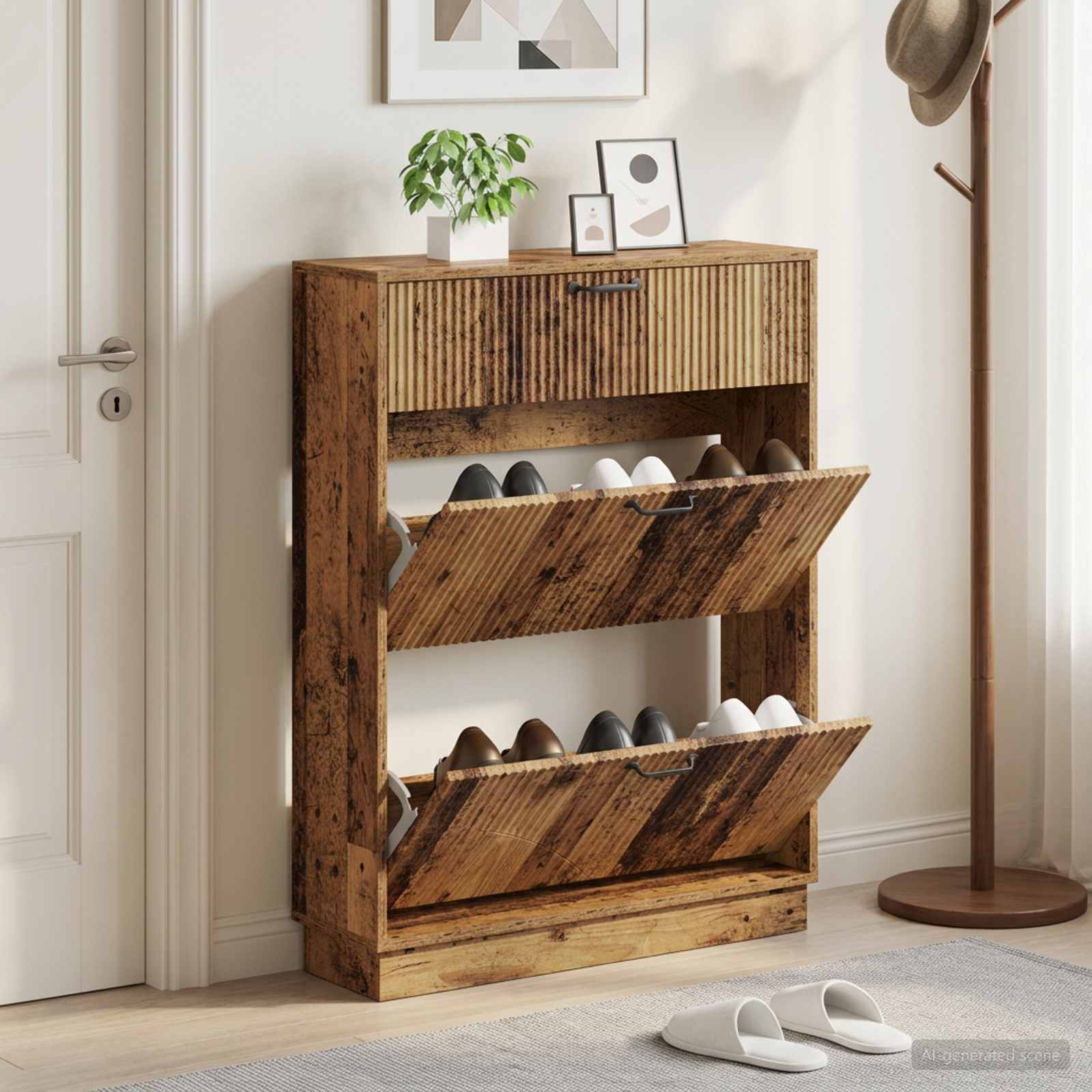 vidaXL Shoe Cabinet HOORN 78 x 24 x 100 cm Engineered Wood Old Wood 1