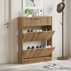 vidaXL Shoe Cabinet HOORN 78 x 24 x 100 cm Engineered Wood Artisan Oak 1