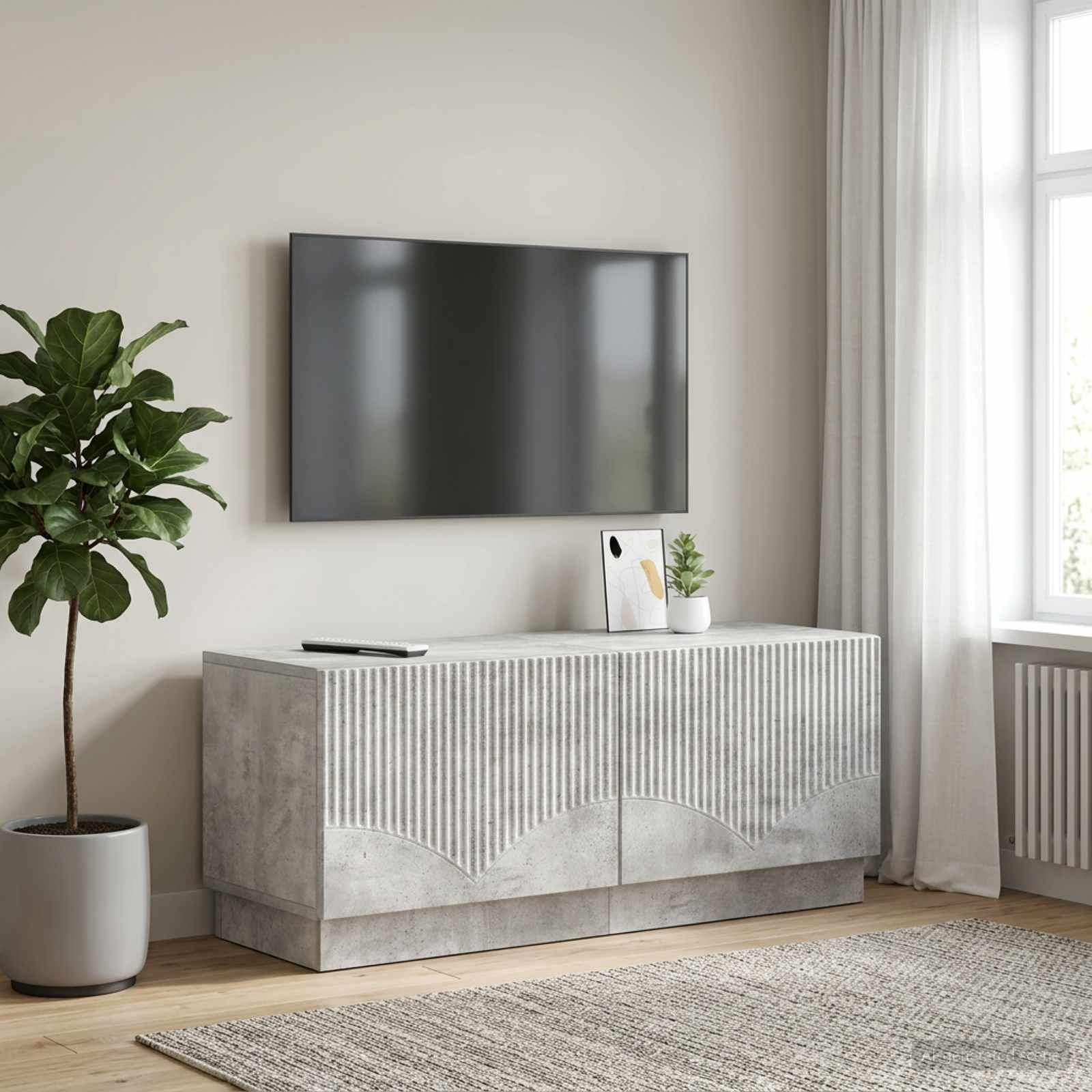 vidaXL TV Cabinet Concrete Grey Engineered Wood 1
