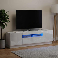 LED TV Cabinet Engineered Wood High gloss white