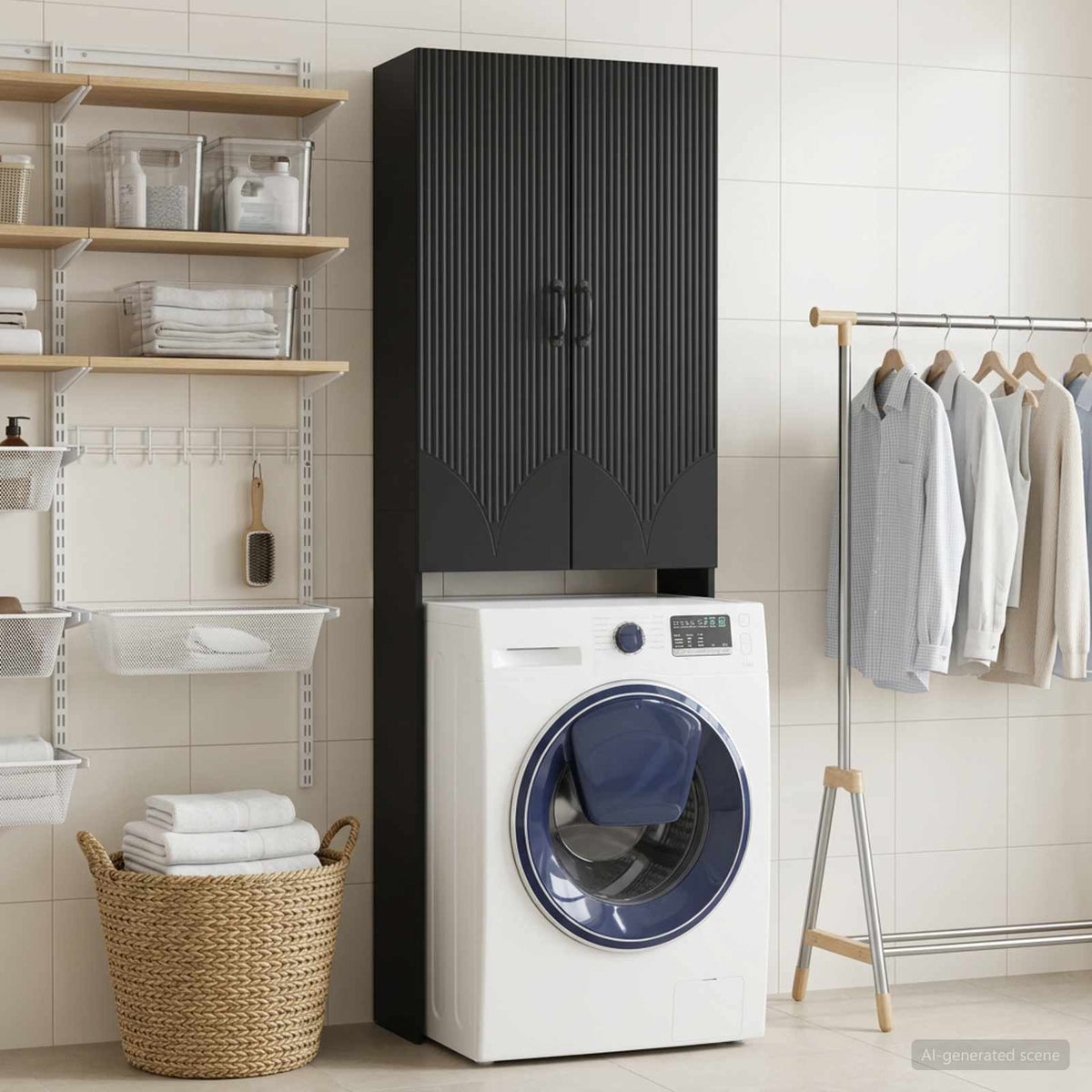 Toilet Cabinet HOORN 66 x 25.5 x 190 cm Black