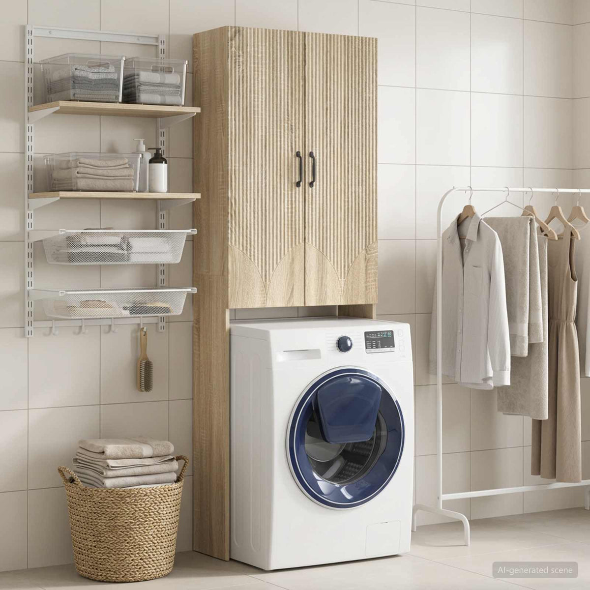 Toilet Cabinet HOORN 66 x 25.5 x 190 cm Sonoma oak