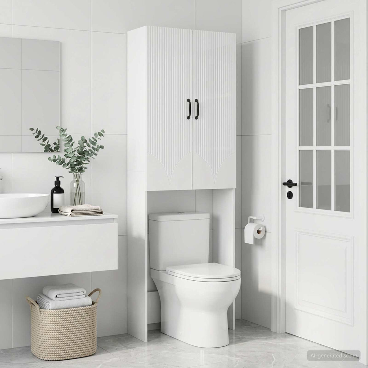 Toilet Cabinet HOORN 66 x 25.5 x 190 cm High gloss white