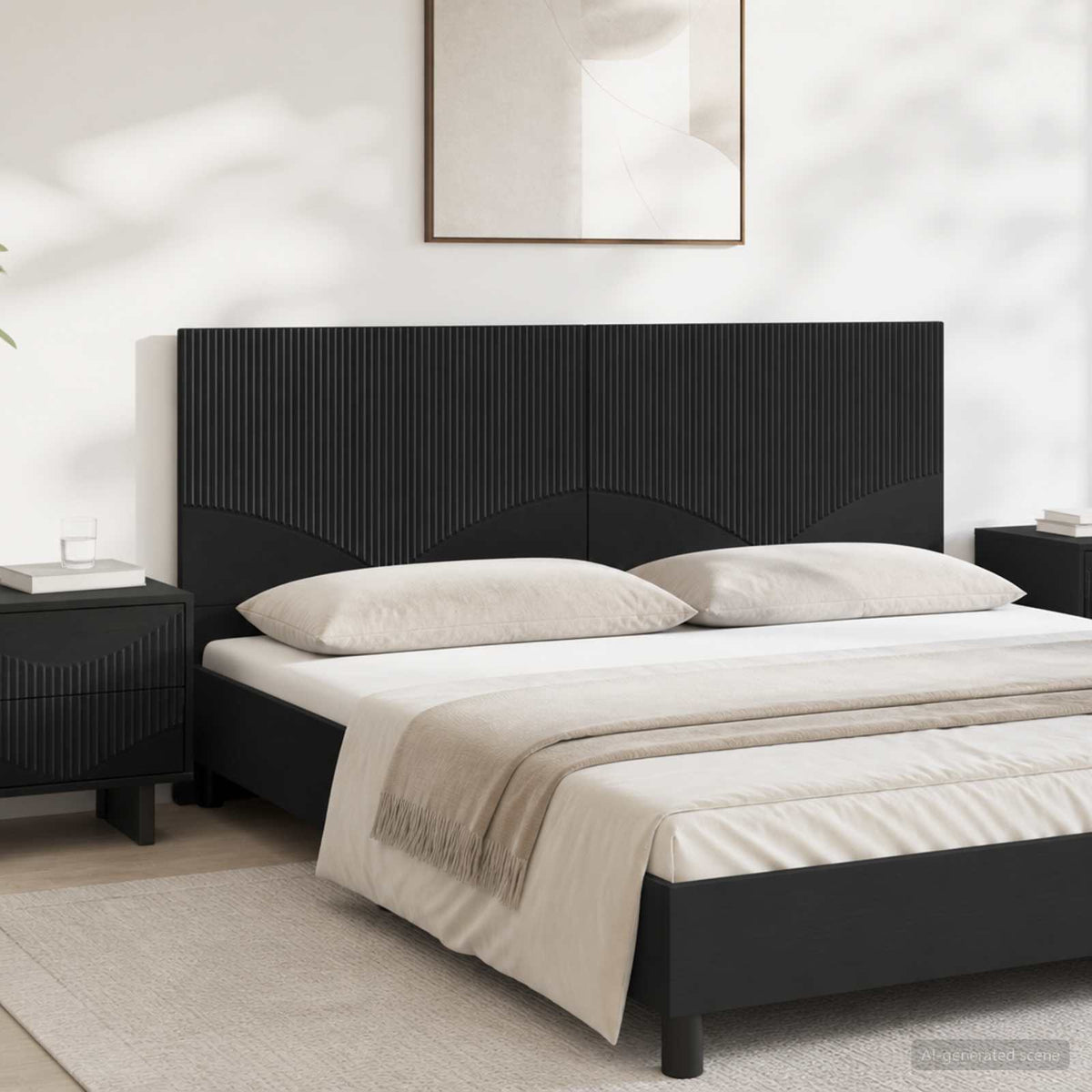 Wall-Mounted Headboard HOORN Engineered Wood Width 180 cm Black