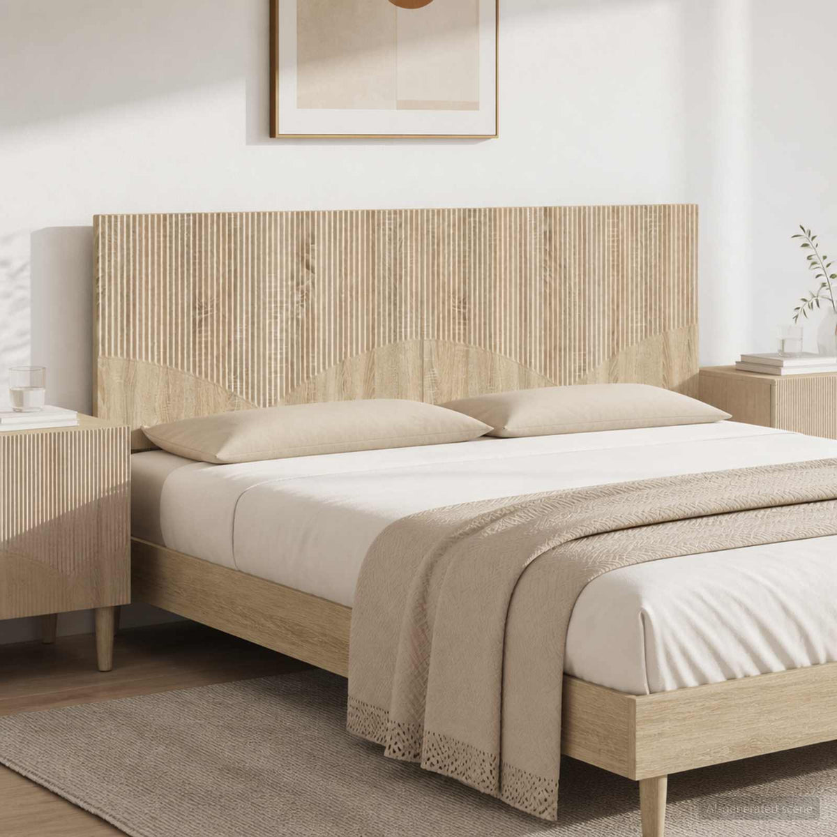 Wall-Mounted Headboard HOORN Engineered Wood Width 180 cm Sonoma oak