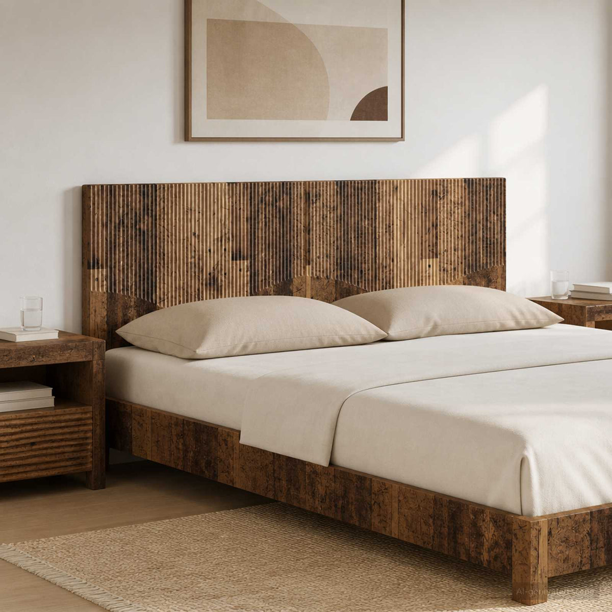 Wall-Mounted Headboard HOORN Engineered Wood Width 180 cm Old wood
