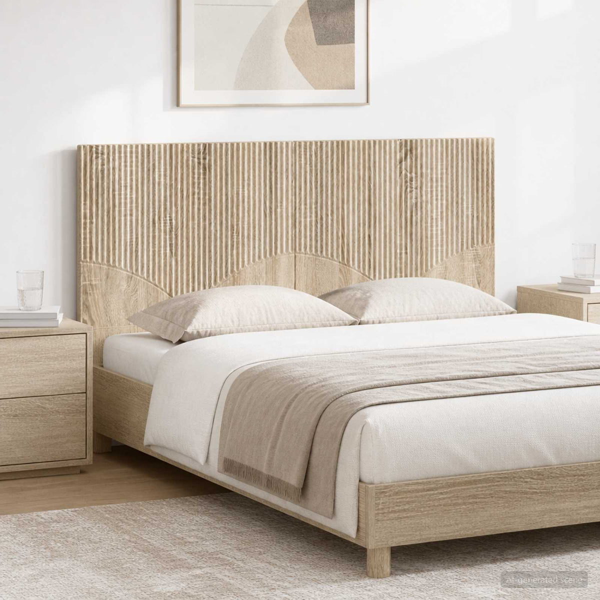 Wall-Mounted Headboard HOORN Engineered Wood Width 120 cm Sonoma oak