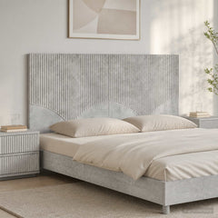 Wall-Mounted Headboard HOORN Engineered Wood Width 120 cm Concrete grey