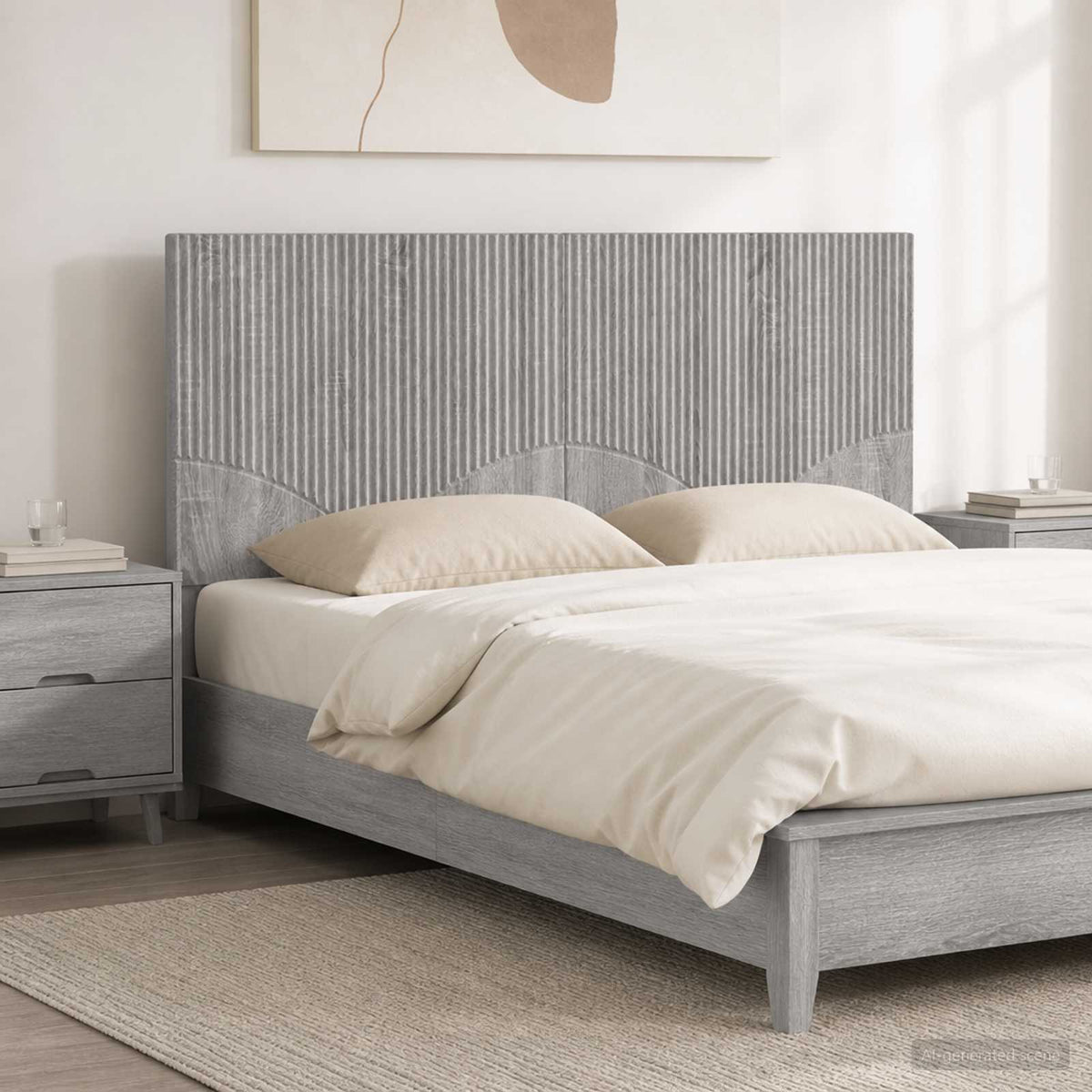 Wall-Mounted Headboard HOORN Engineered Wood Width 120 cm Grey sonoma