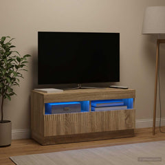 vidaXL LED TV Cabinet Sonoma Oak Engineered Wood 1