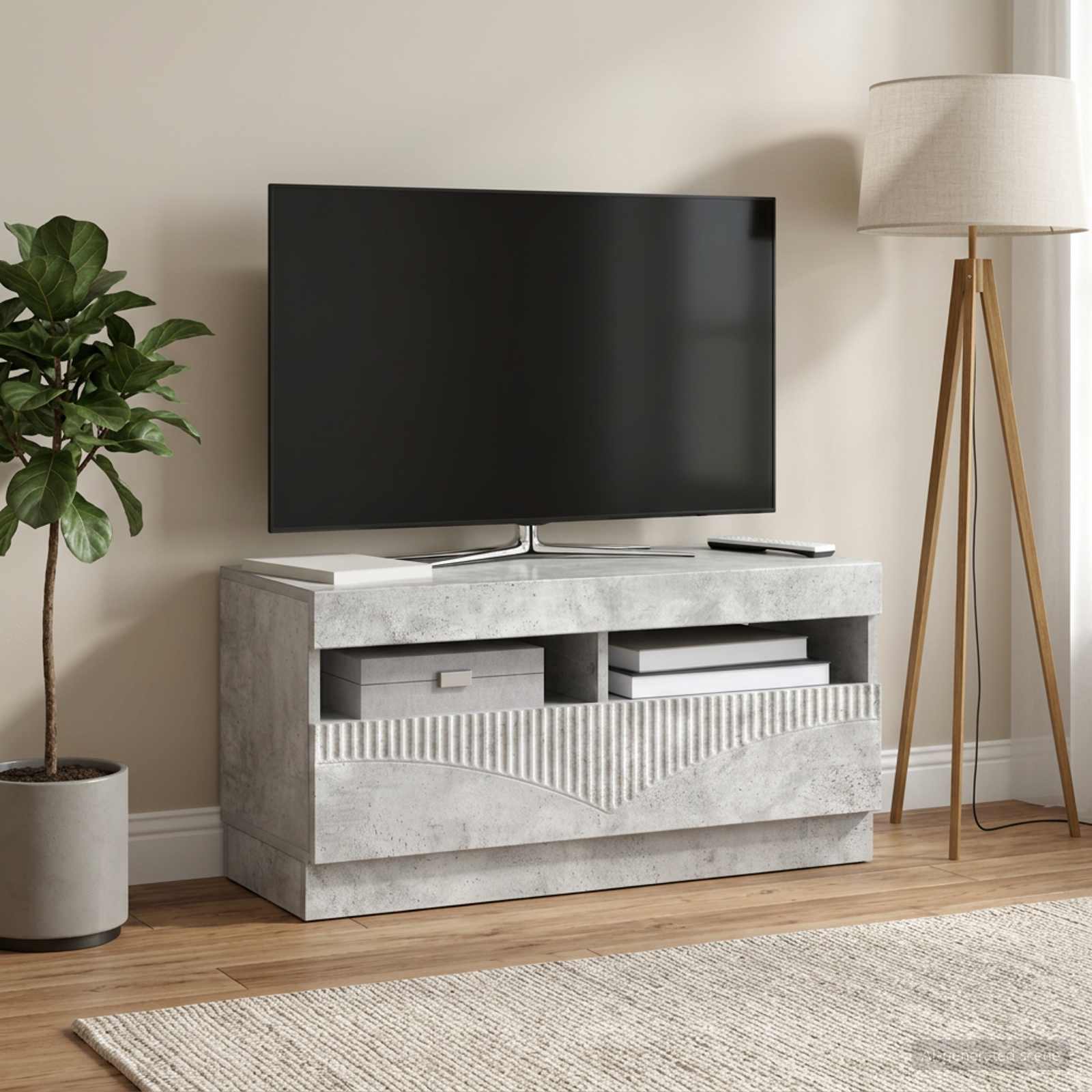 vidaXL LED TV Cabinet Concrete Grey Engineered Wood 1