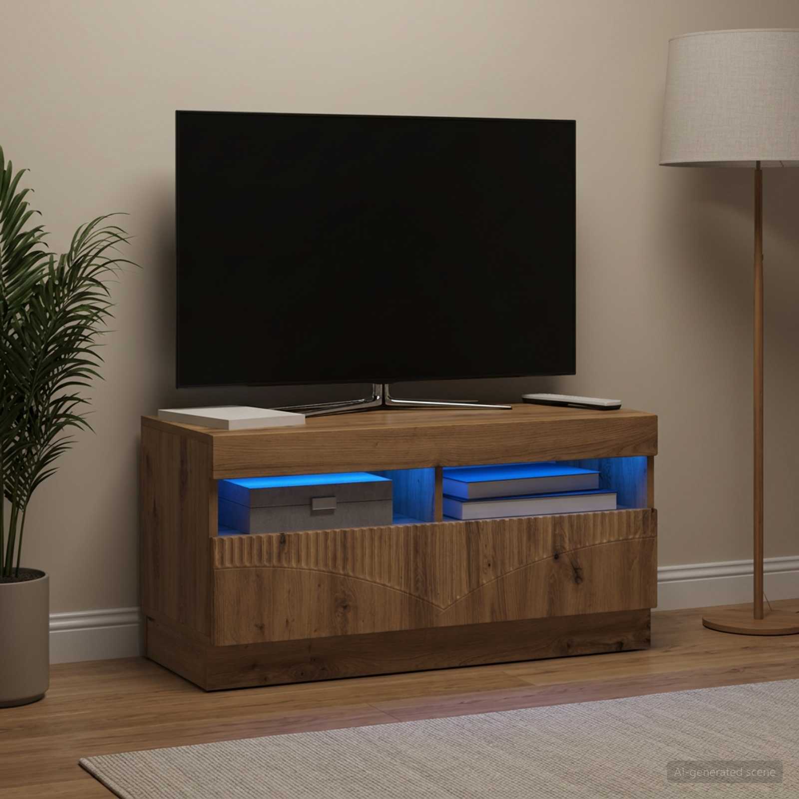 vidaXL LED TV Cabinet Artisan Oak Engineered Wood 1