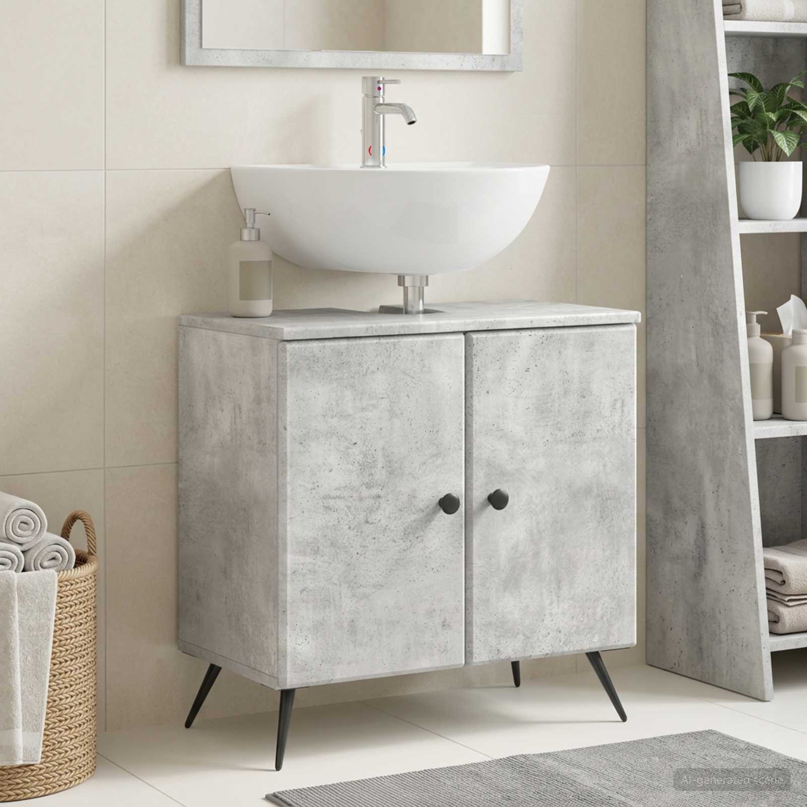 vidaXL Bathroom Sink Cabinet BREDA Concrete Grey 59.5 x 31.5x 59 cm 1