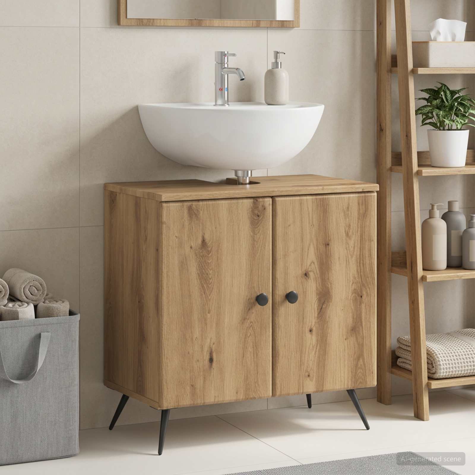 vidaXL Bathroom Sink Cabinet BREDA Artisan Oak 59.5 x 31.5x 59 cm 1