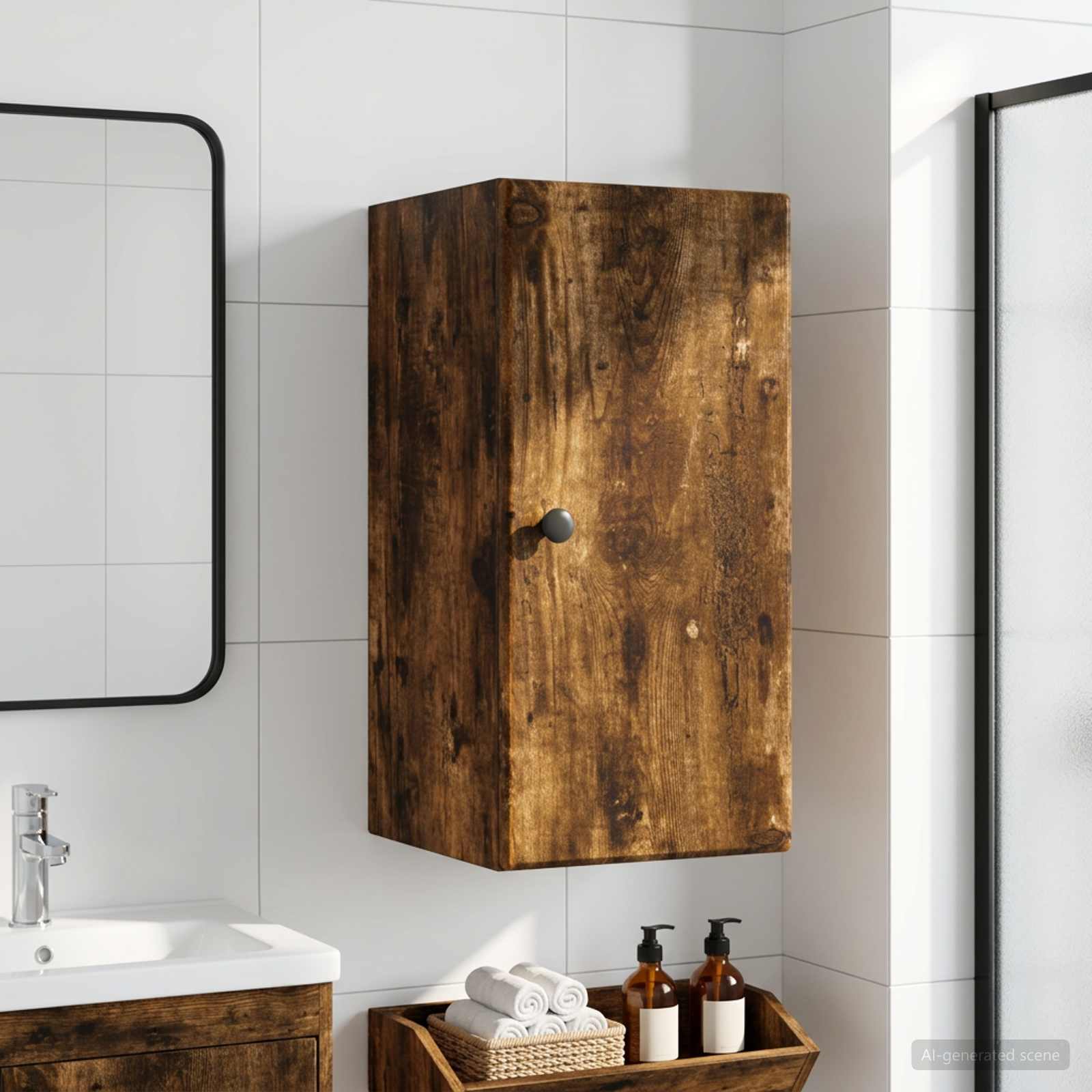 vidaXL Bathroom Wall Cabinet BREDA Smoked Oak 30 x 31 x 59 cm 1
