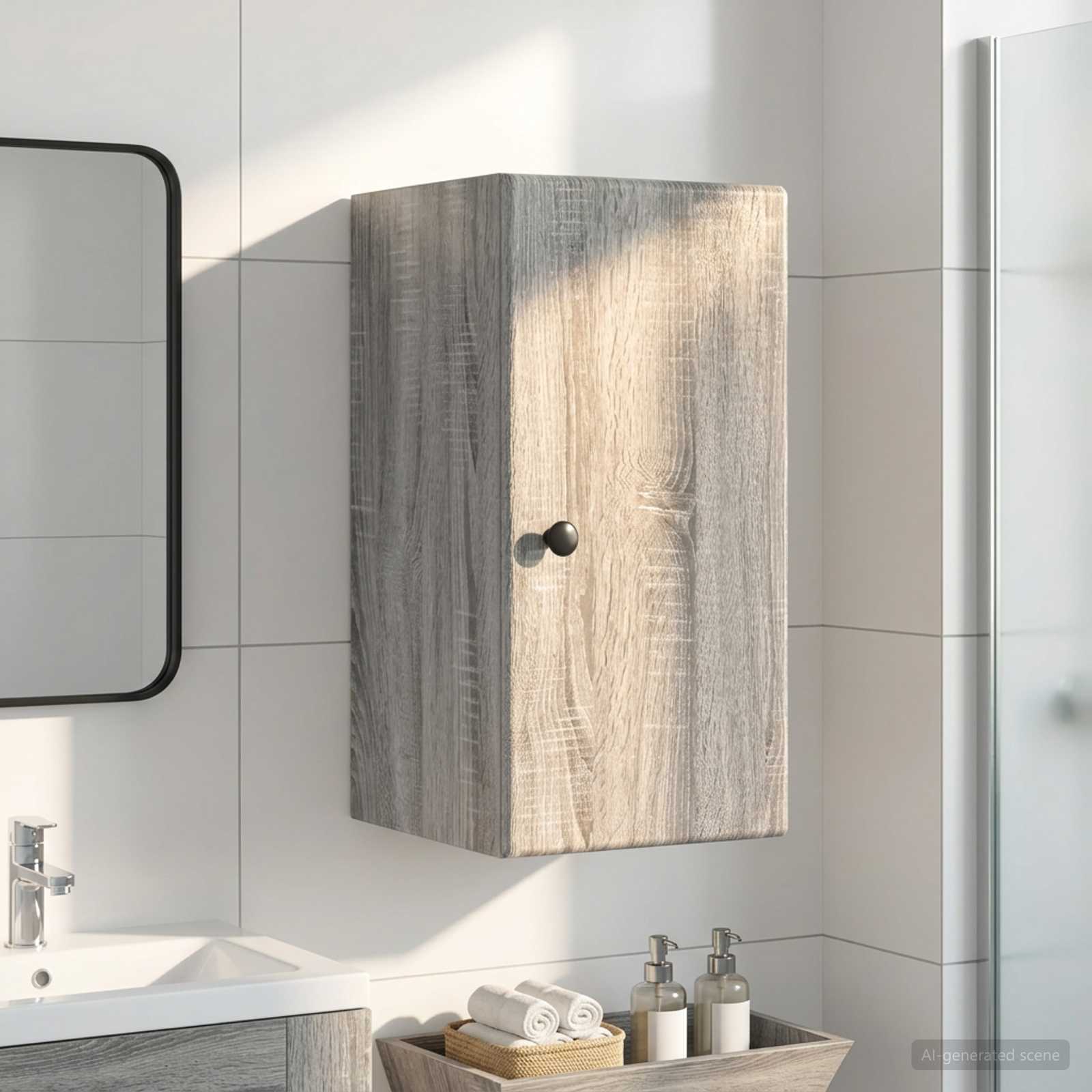vidaXL Bathroom Wall Cabinet BREDA Grey Sonoma 30 x 31 x 59 cm 1