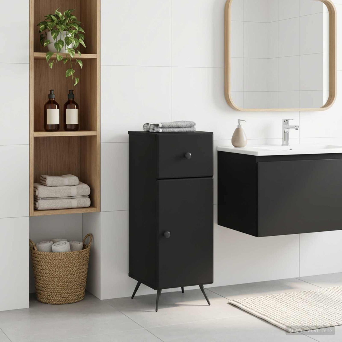 Bathroom Storage Cainet BREDA 30 x 31 x 80 cm Black