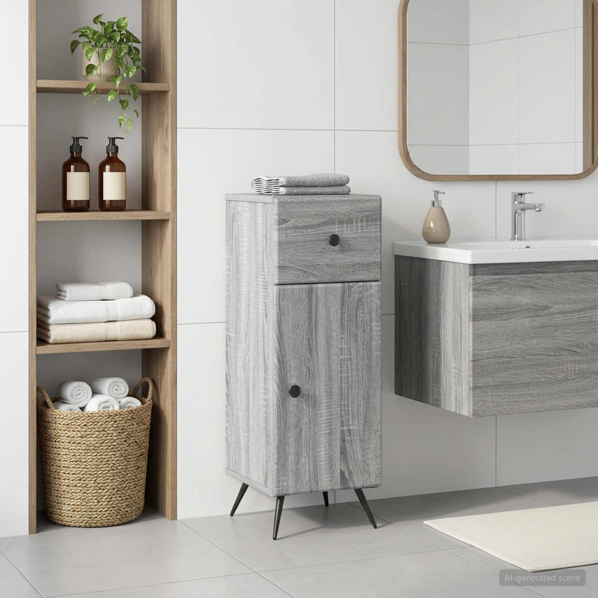 Bathroom Storage Cainet BREDA 30 x 31 x 80 cm Grey sonoma