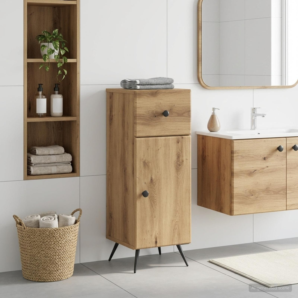 Bathroom Storage Cainet BREDA 30 x 31 x 80 cm Artisan oak