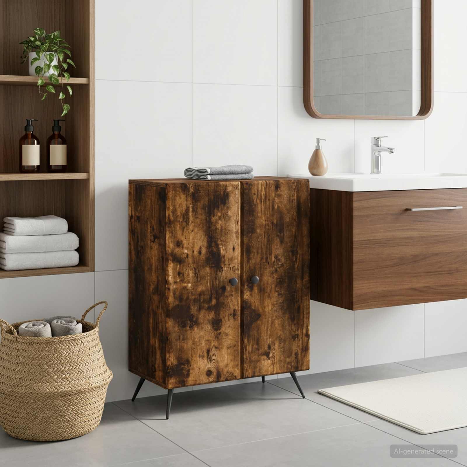 vidaXL Bathroom Storage Cainet BREDA Smoked Oak 59.5 x 31 x 80 cm 1
