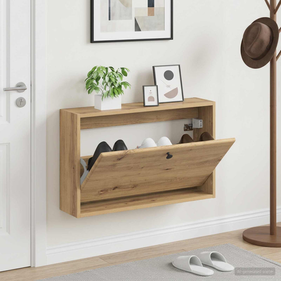 Wall-Mounted Shoe Cabinet BREDA 71 x 17 x 43 cm Engineered Wood Artisan oak