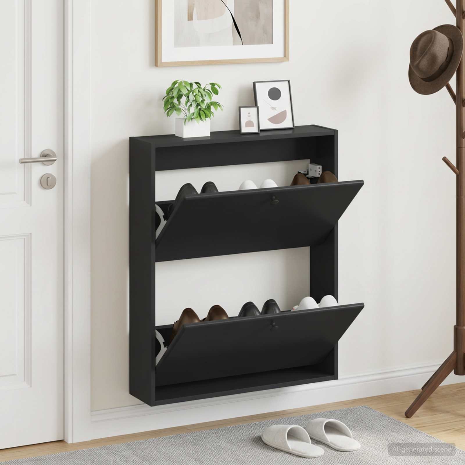 vidaXL Wall-Mounted Shoe Cabinet BREDA 71 x 17 x 86 cm Engineered Wood 1