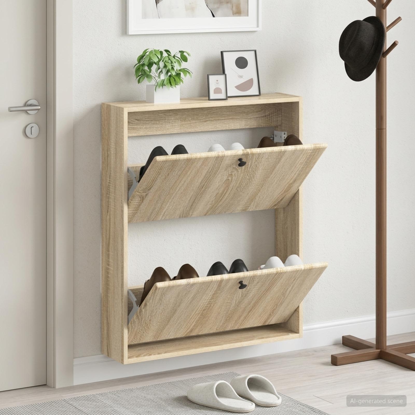 vidaXL Wall-Mounted Shoe Cabinet BREDA 71 x 17 x 86 cm Engineered Wood 1