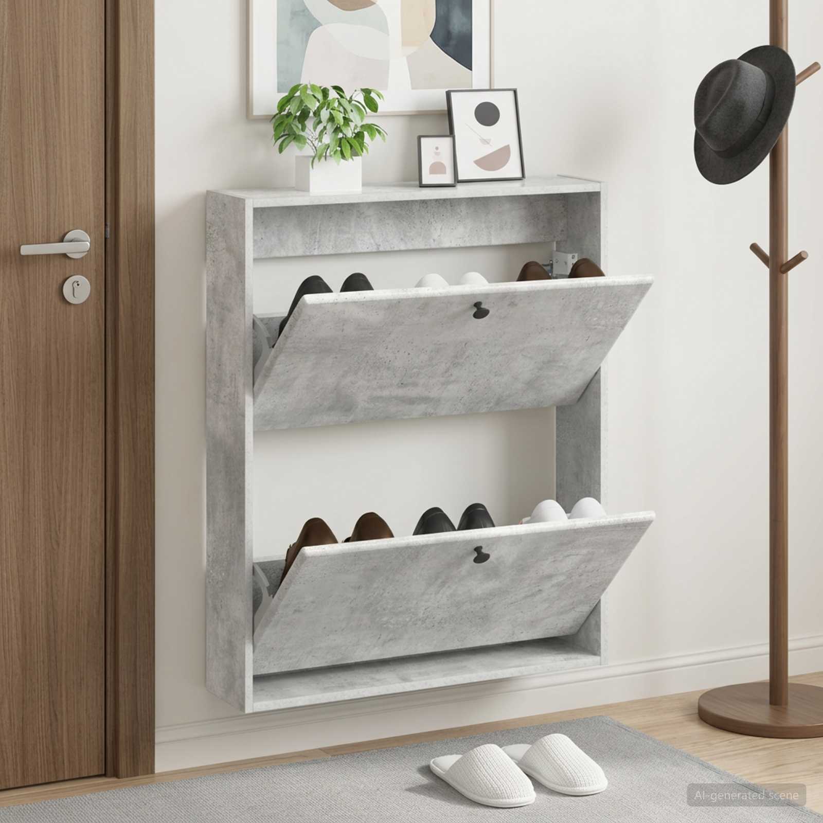 vidaXL Wall-Mounted Shoe Cabinet BREDA 71 x 17 x 86 cm Engineered Wood 1