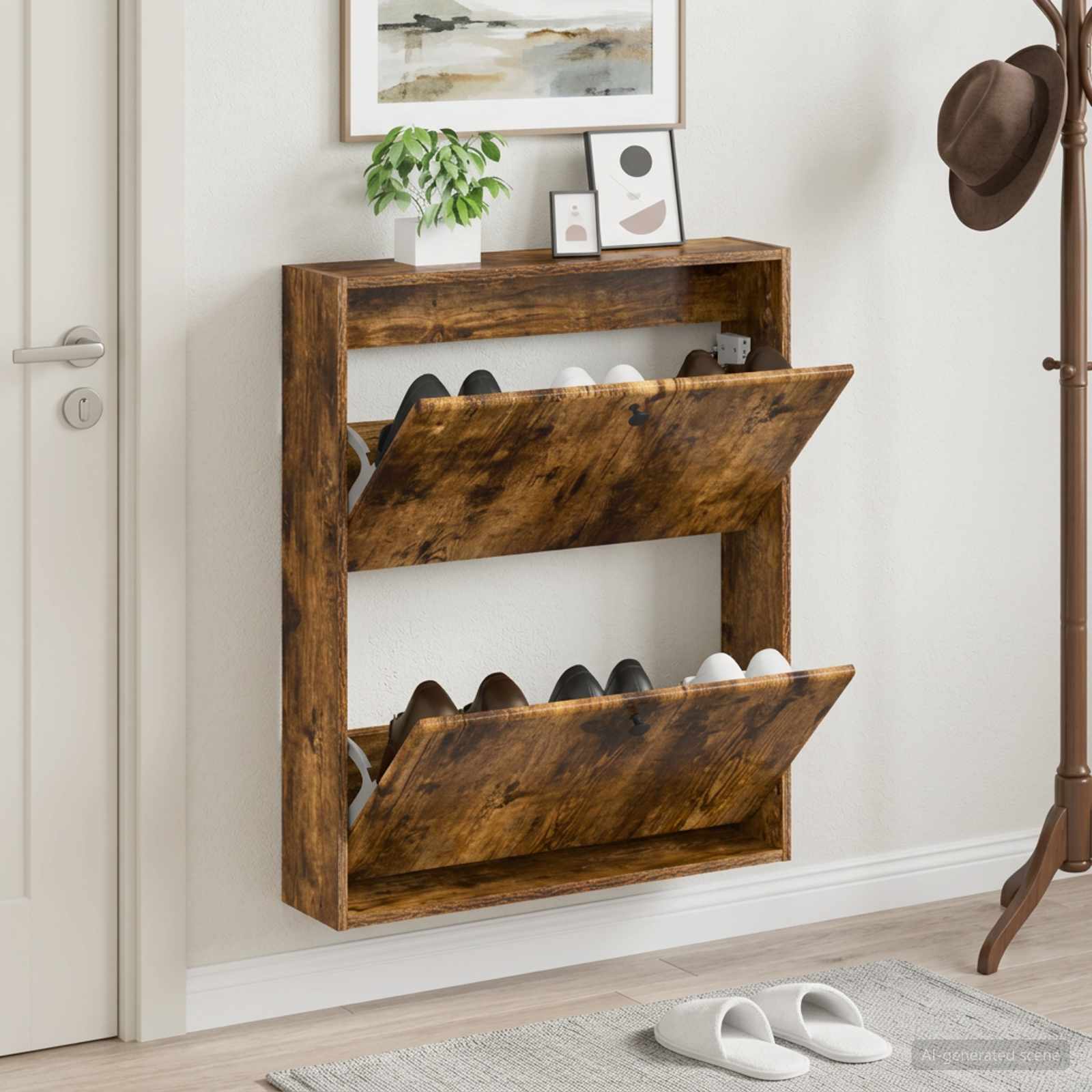 vidaXL Wall-Mounted Shoe Cabinet BREDA 71 x 17 x 86 cm Engineered Wood 1