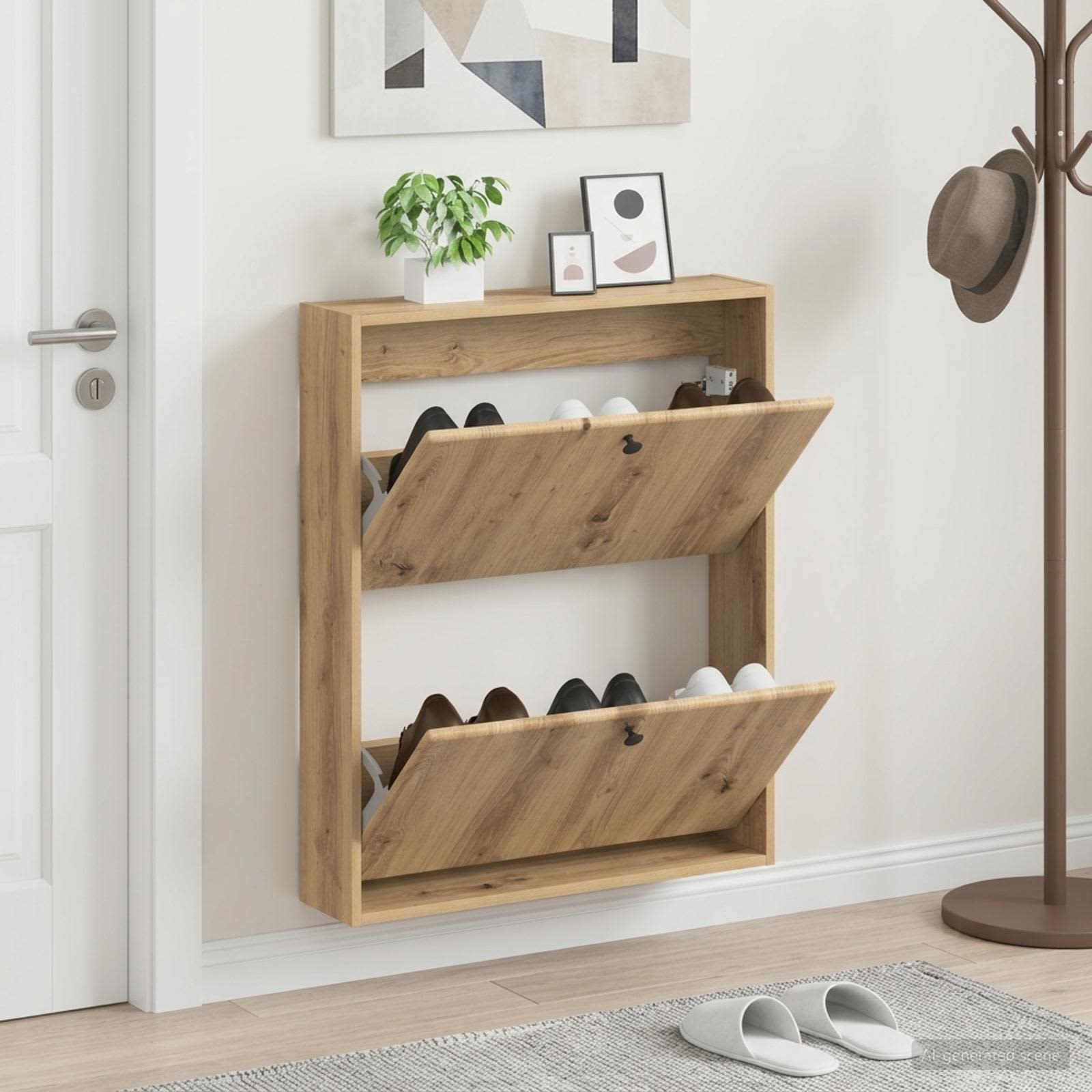 vidaXL Wall-Mounted Shoe Cabinet BREDA 71 x 17 x 86 cm Engineered Wood 1