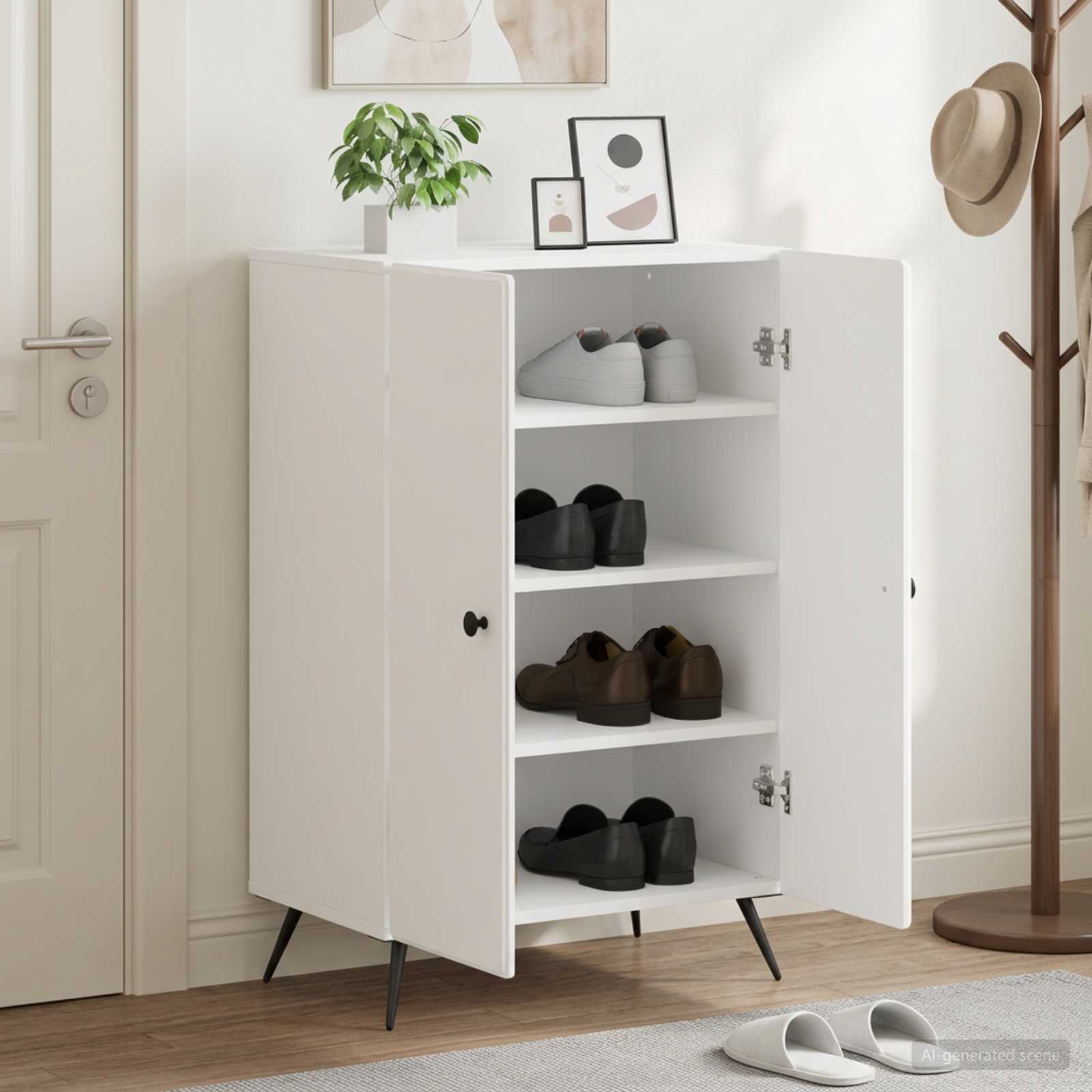 vidaXL Shoe Cabinet BREDA 59.5 x 39.5 x 90 cm Engineered Wood White 1